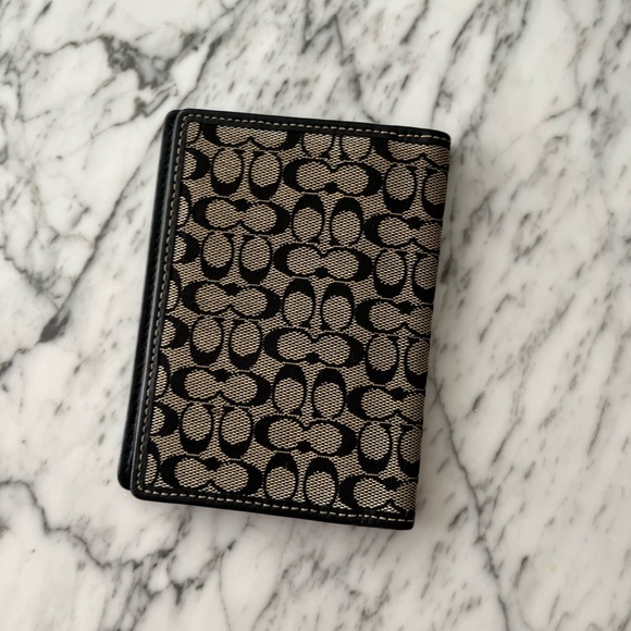 Coach Accessories Coach Passport Holder Black Leather Blacktan